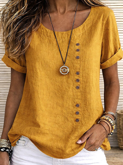 Delyth | Asymmetrical Button Casual Blouse