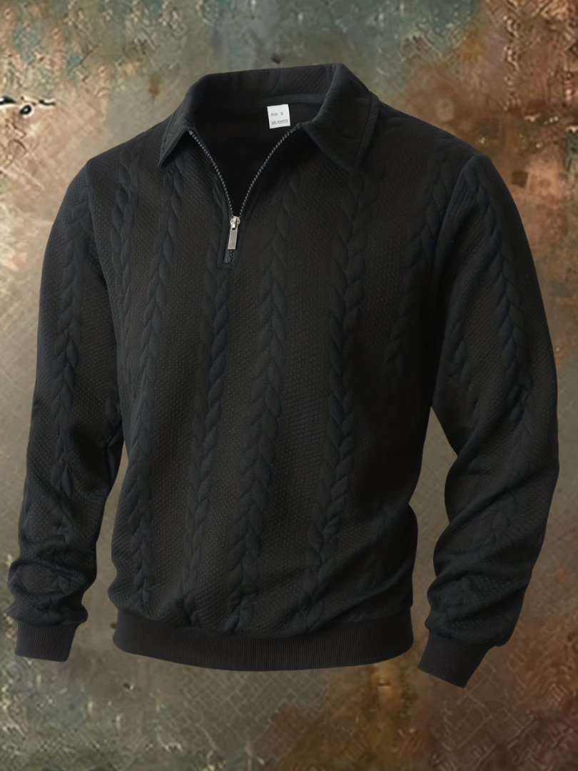 Fitzroy | Cable Detail Zip Neck Sweater