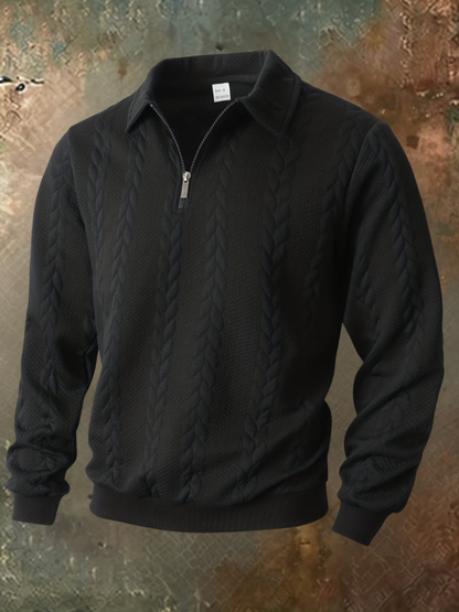 Fitzroy | Cable Detail Zip Neck Sweater