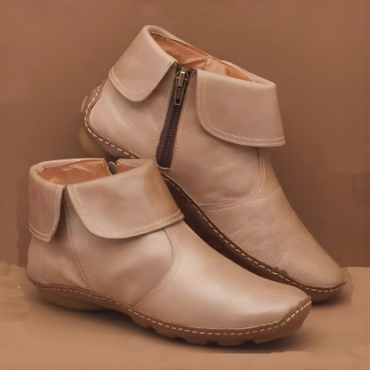 Hestia | Fold Over Leather Ankle Boots