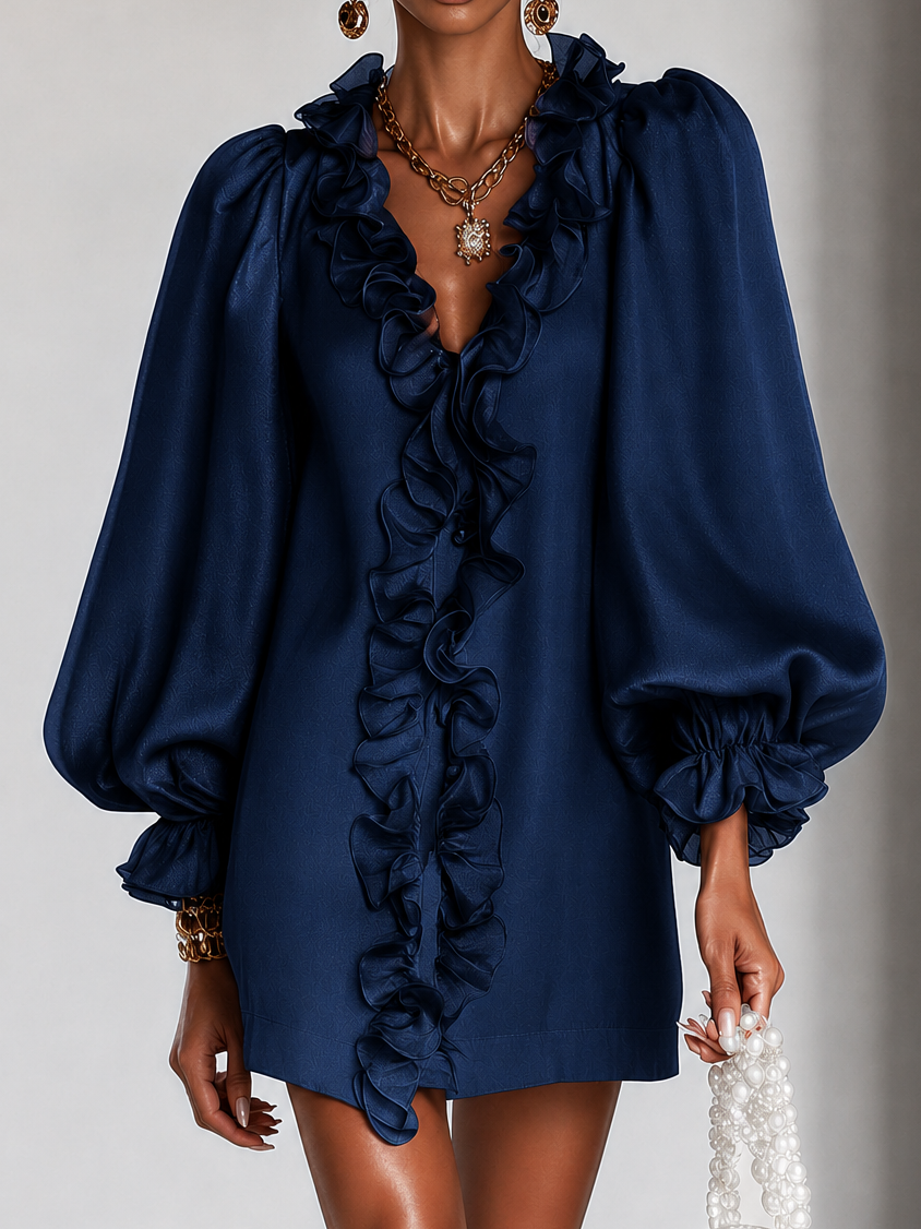 Fidelia | Statement Ruffle Trim Mini Dress