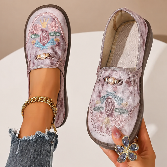 Nerissa | Embroidered Velvet Comfort Loafers