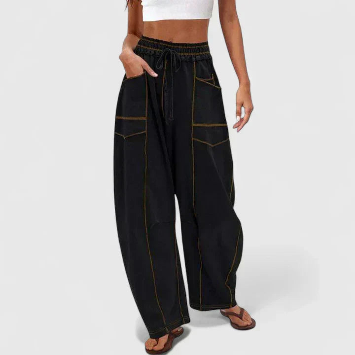 Daciana | Relaxed Drawstring Wide Leg Trousers