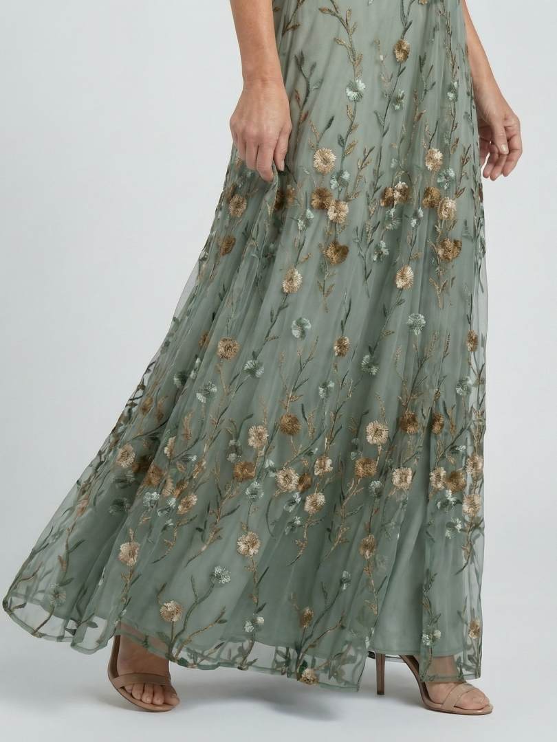 Demetria | Flowing Floral Evening Dress