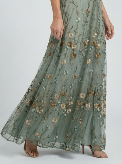 Demetria | Flowing Floral Evening Dress
