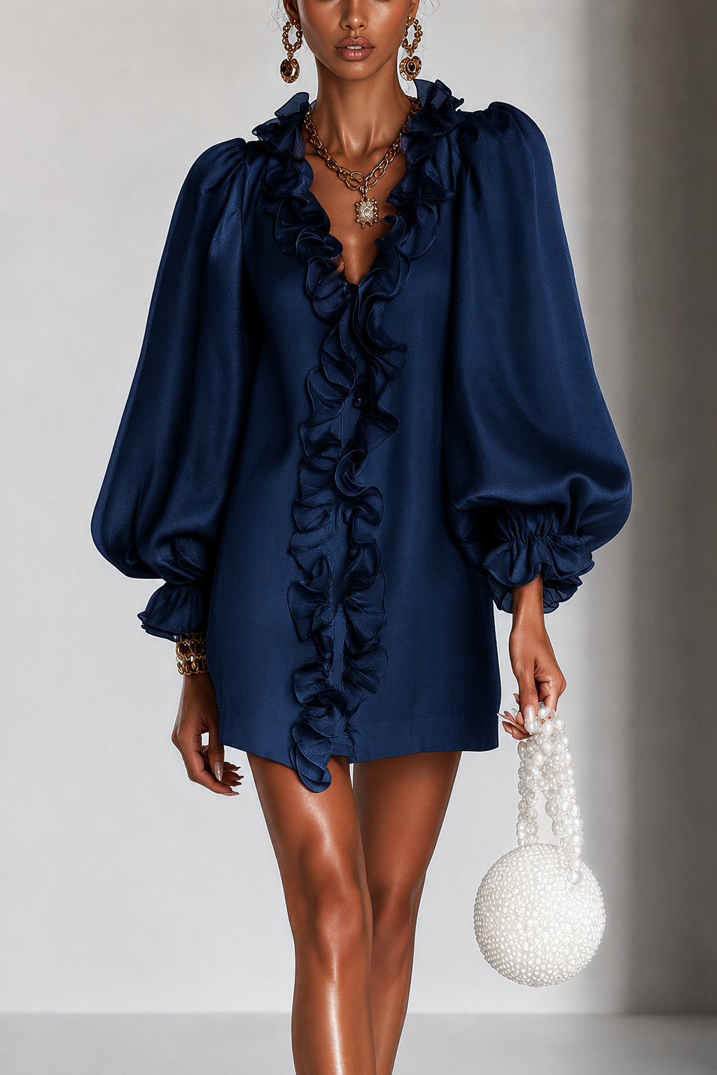 Fidelia | Statement Ruffle Trim Mini Dress