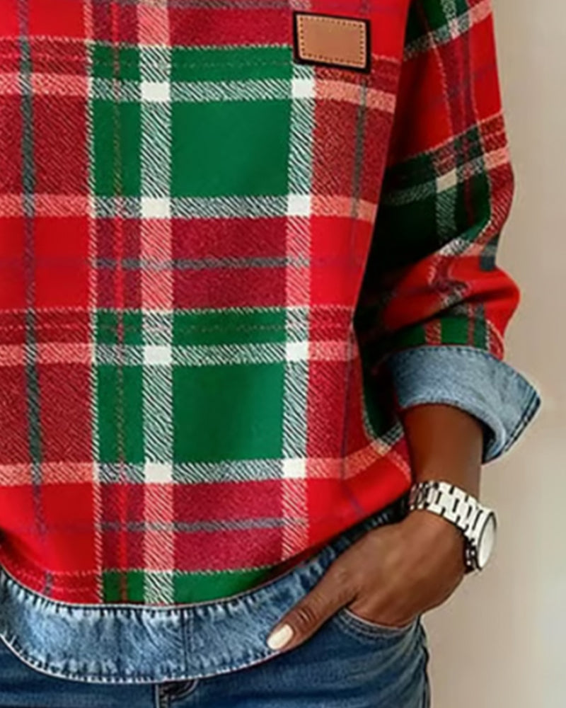Mavis | Relaxed Check Print Sweatshirt