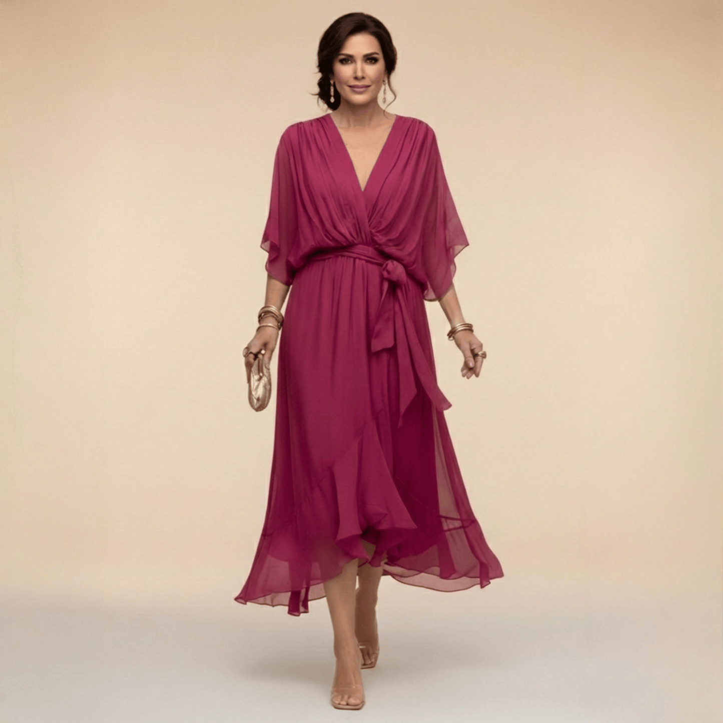 Avielle | Flowing Tie Waist Midi Dress