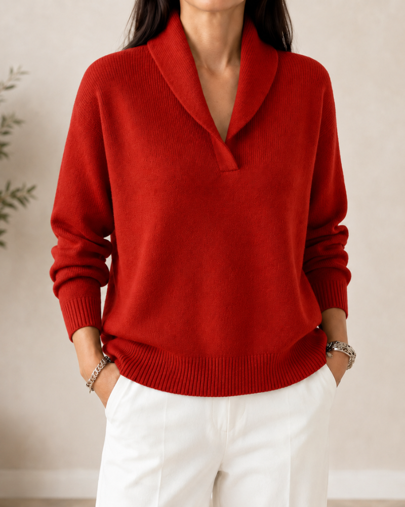 Ainslie | Relaxed Shawl Collar Knit Sweater