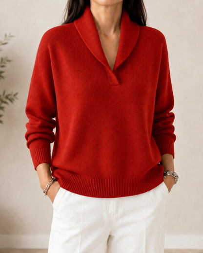 Ainslie | Relaxed Shawl Collar Knit Sweater