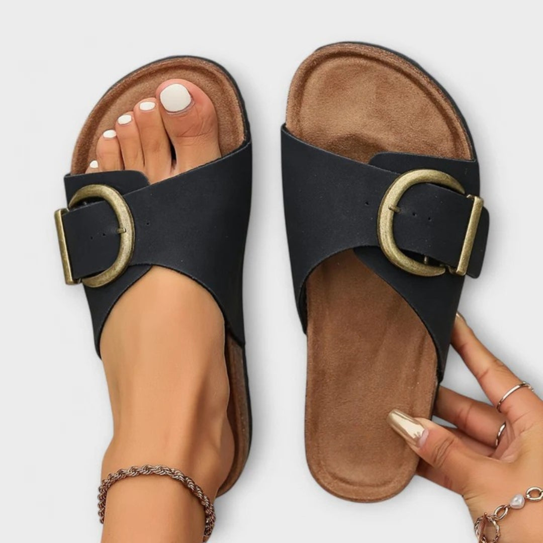 Talia | Buckle Strap Slide Sandals