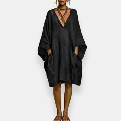 Nicolette | Flowing V Neck Shift Dress