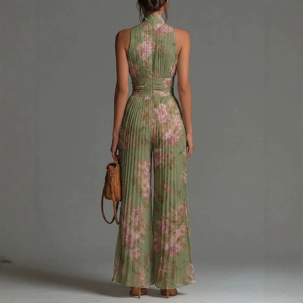 Calvielle | Floral Halter Wide Leg Jumpsuit