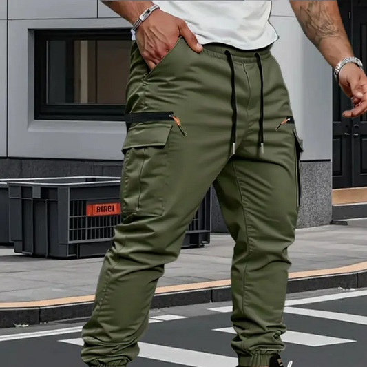 Axel | Zip Pocket Drawstring Slim Fit Cargo Joggers