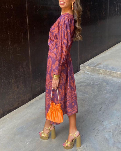 Varellia | Printed Twist Front Midi Dress