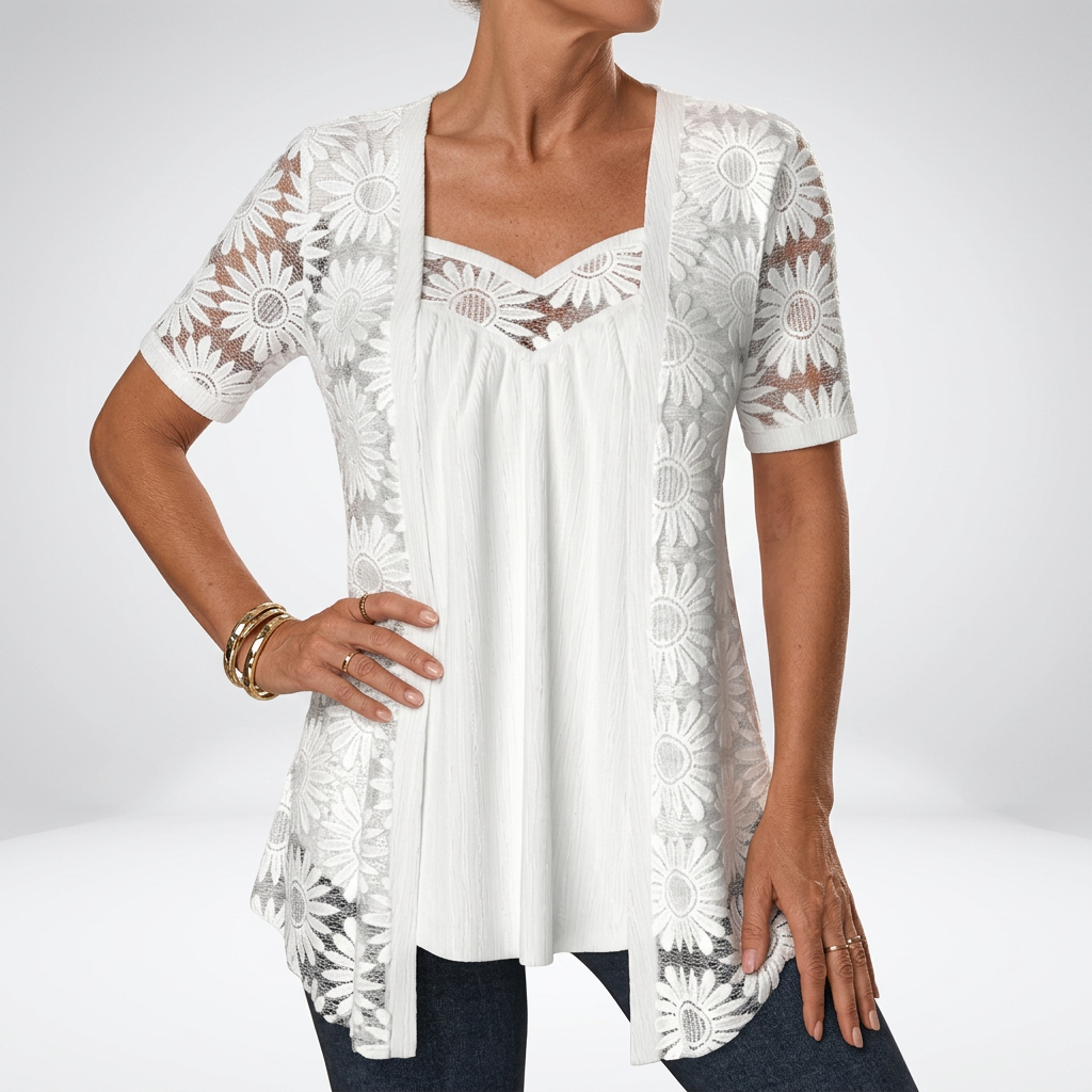 Ysolde | Floral Lace Two Piece Top Set