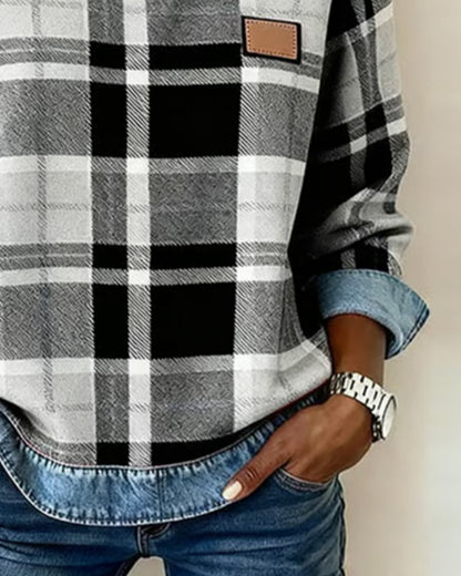 Mavis | Relaxed Check Print Sweatshirt