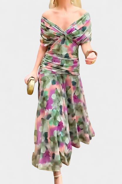 Mirevanna | Twist Front Printed Evening Dress