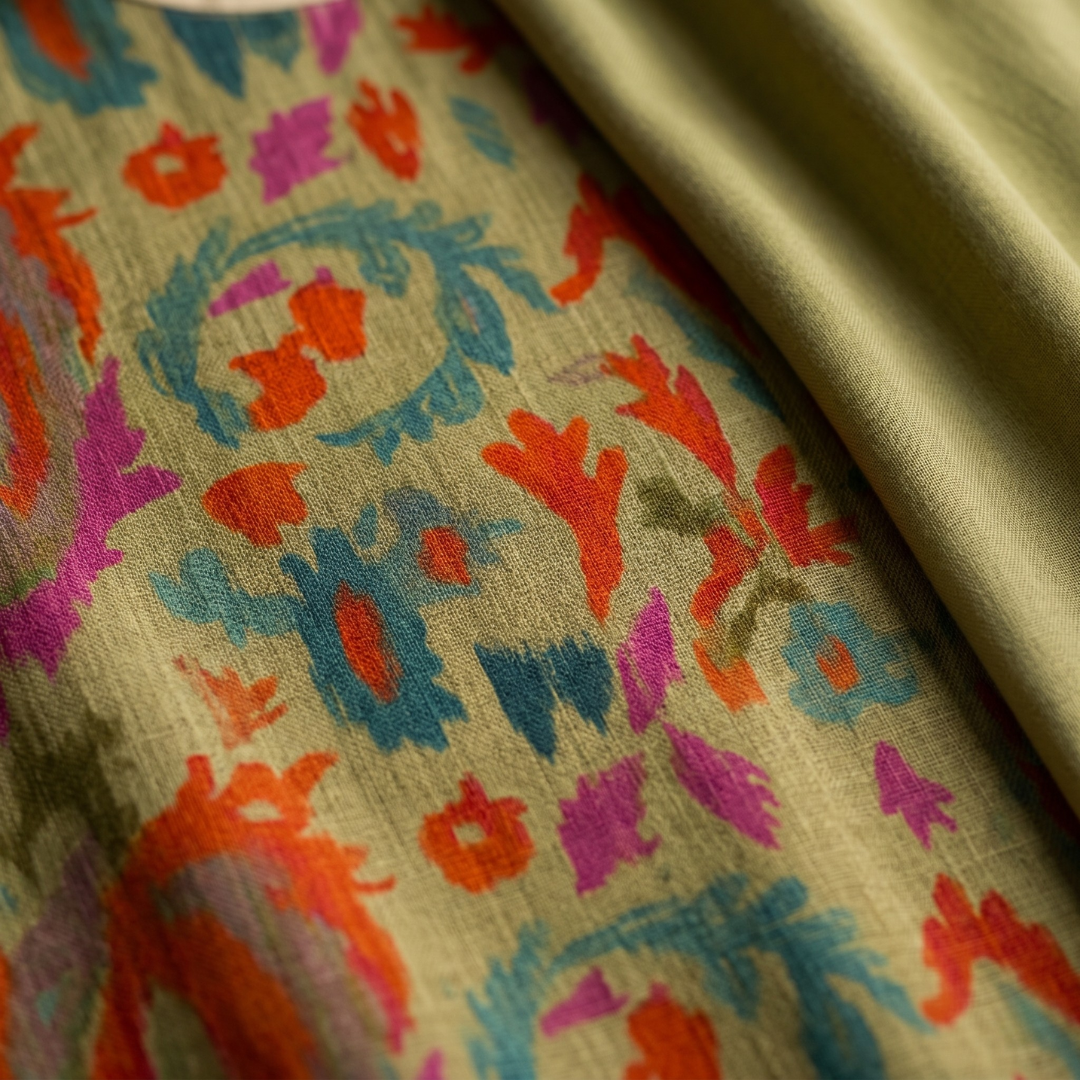 Mirevique | Printed Dress and Satin Shawl Set