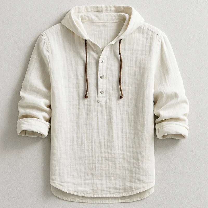 Arden | Hooded Linen Henley Shirt