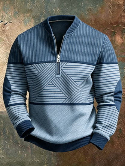 Ulster | Contrast Pattern Zip Neck Sweater