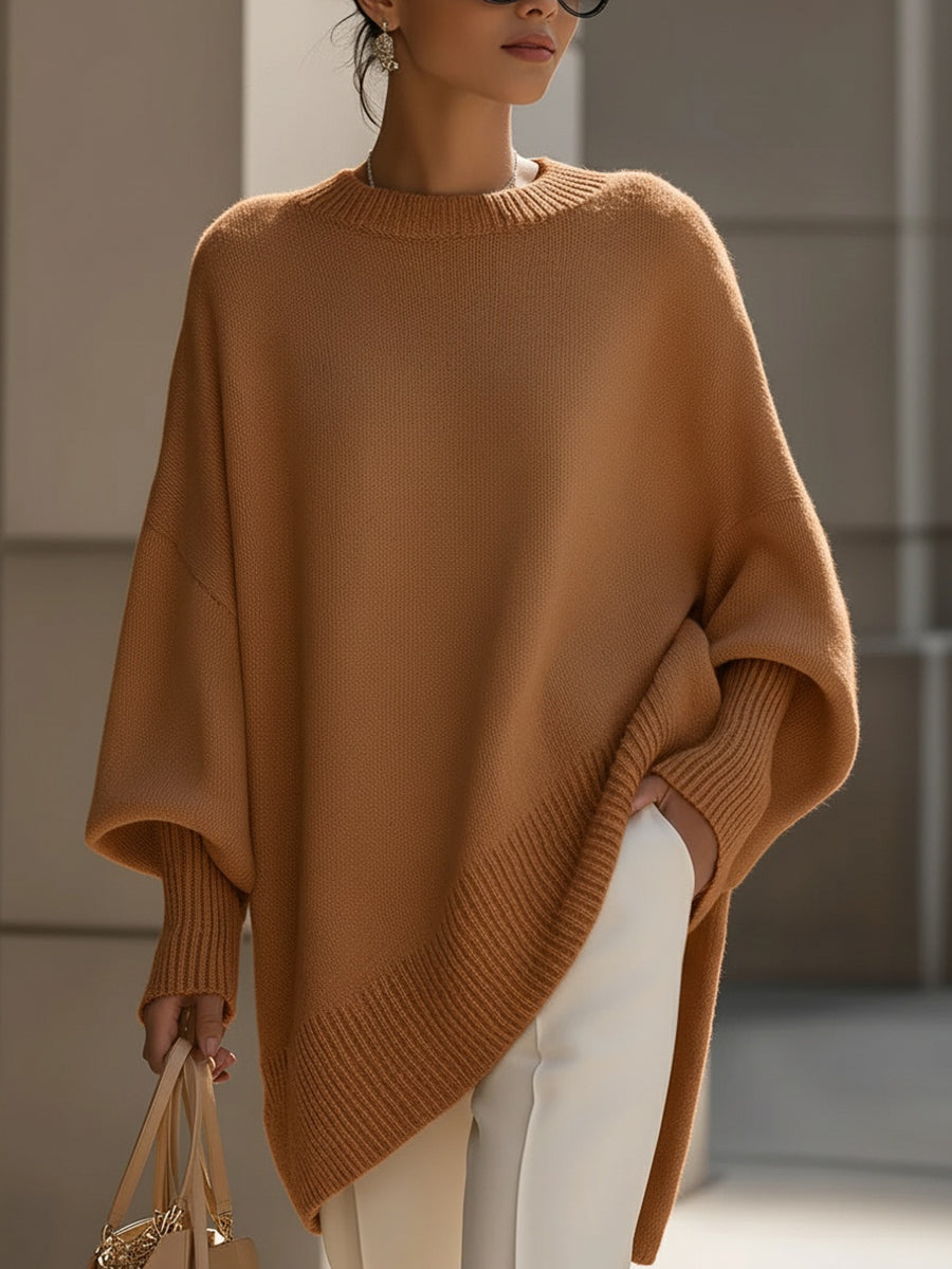 Eudelle | Relaxed Batwing Knit Poncho Sweater