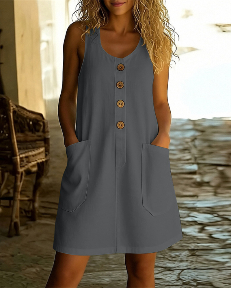 Aurellia | Button Front Pocket Mini Dress