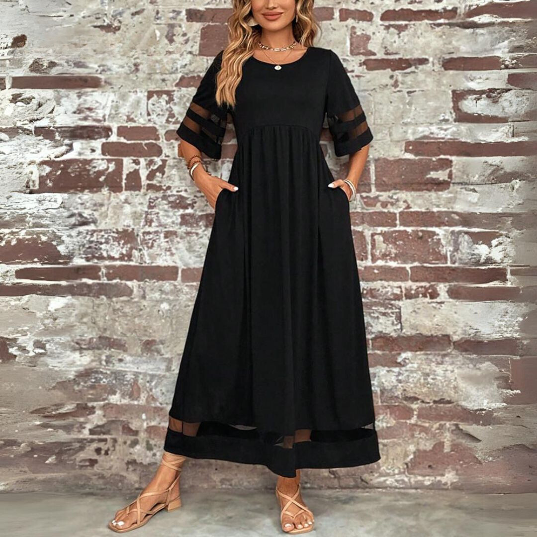 Saskia | Sheer Panel Casual Maxi Dress