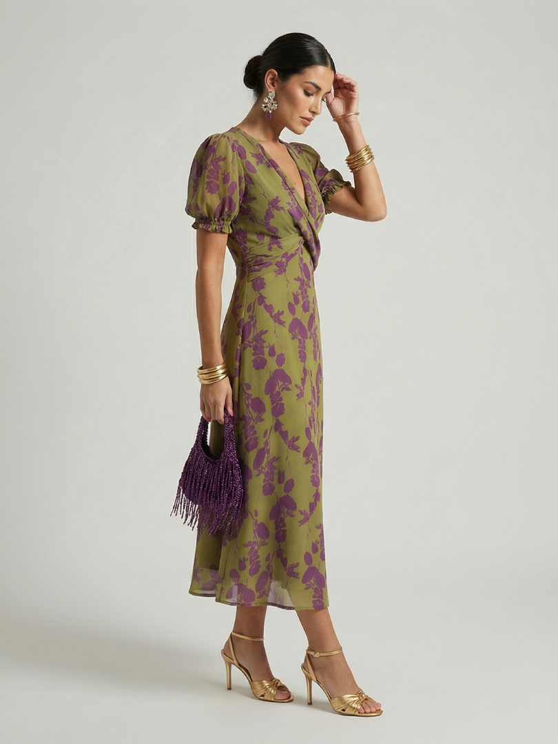 Wynora | Puff Sleeve Botanical Dress