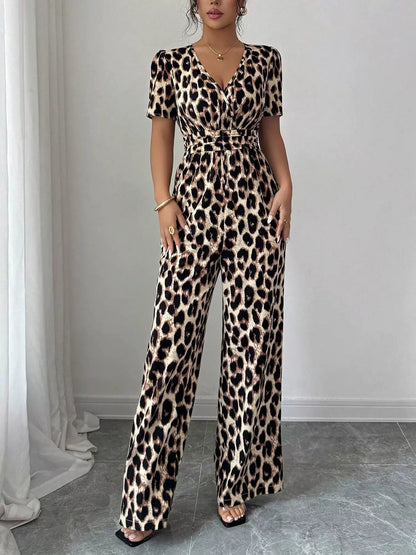 Valesse | Flattering Leopard Print Jumpsuit