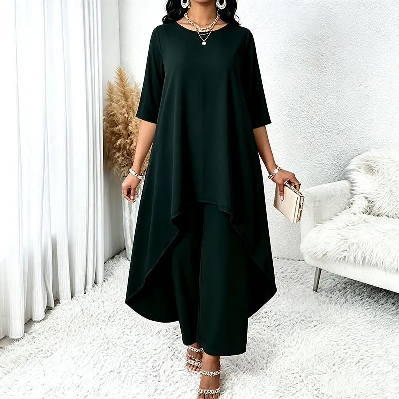 Ysella | Relaxed Asymmetric Wide Leg Pants Set