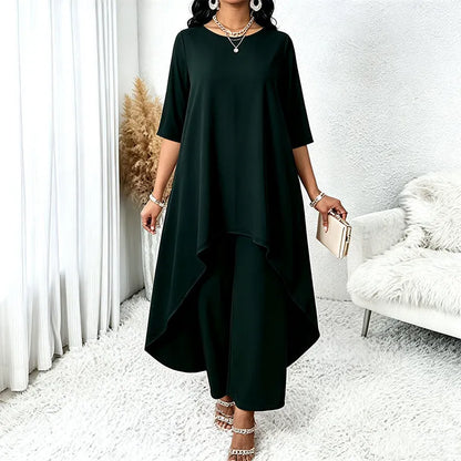 Ysella | Relaxed Asymmetric Wide Leg Pants Set