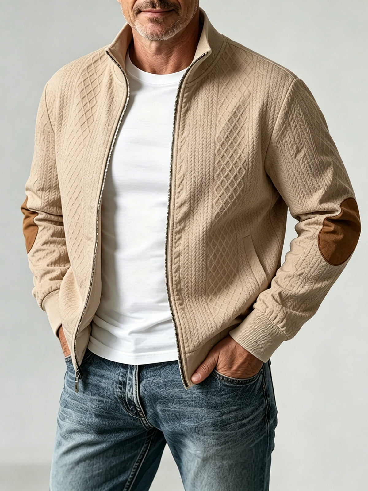 Montrose | Textured Stand Collar Zip Jacket