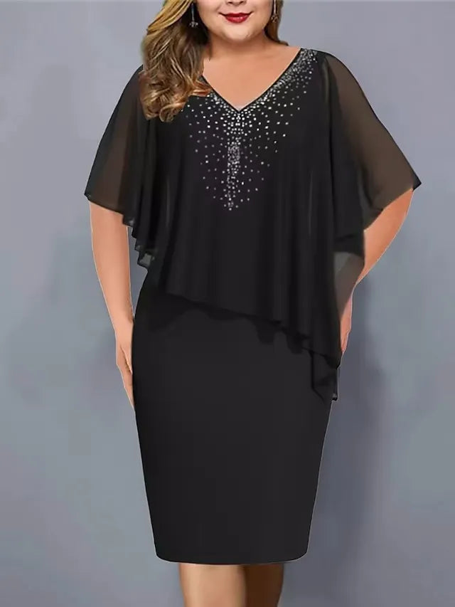 Faustine | Elegant Chiffon Cape Dress