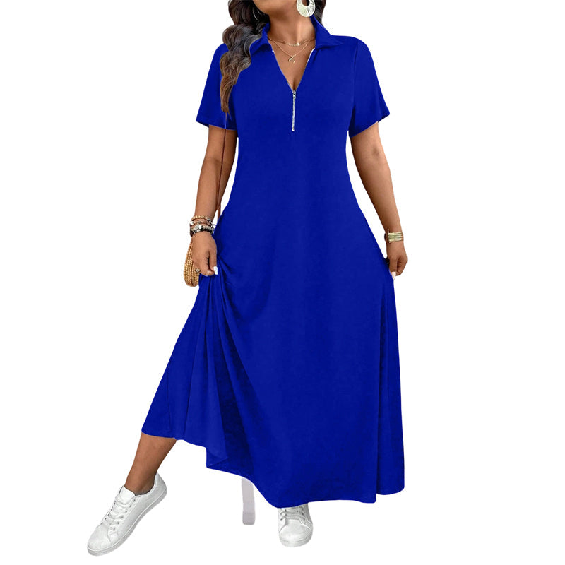 Uvelisse | Zip Collar Casual Maxi Dress