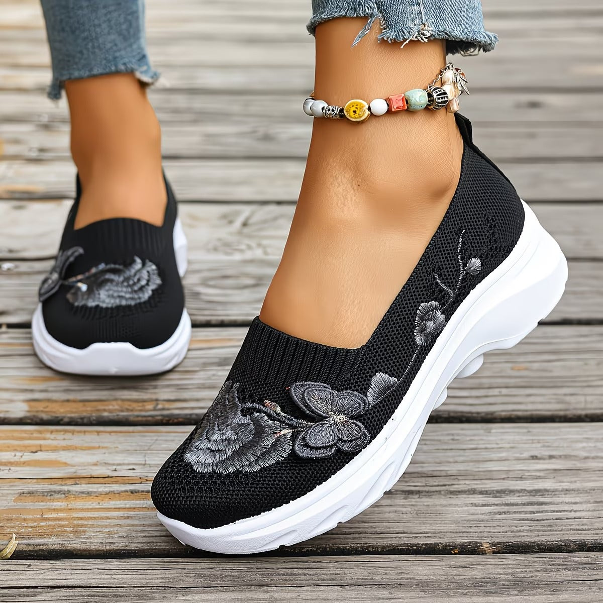 Valerie | Butterfly Knit Slip On Shoes
