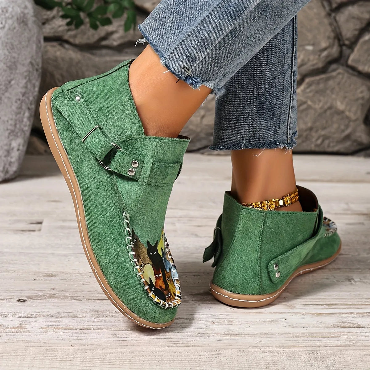 Flannery | Whimsical Cat Detail Casual Loafers