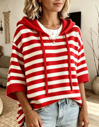 Elowise | Relaxed Stripe Hooded Sweater