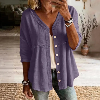 Dorothea | Artisan Trim Button Front Blouse