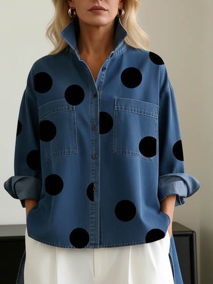 Coralie | Polka Dot Button Front Blouse