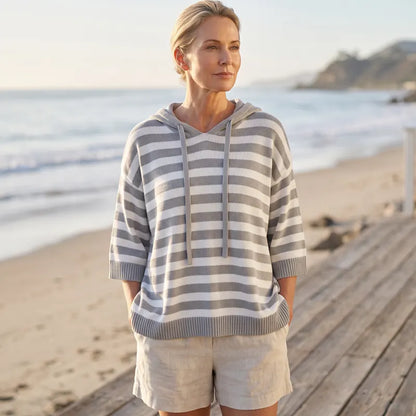 Elowise | Relaxed Stripe Hooded Sweater