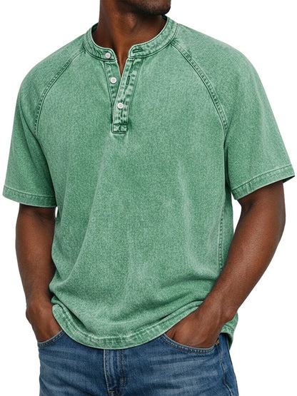 Declan | Vintage Wash Henley T Shirt