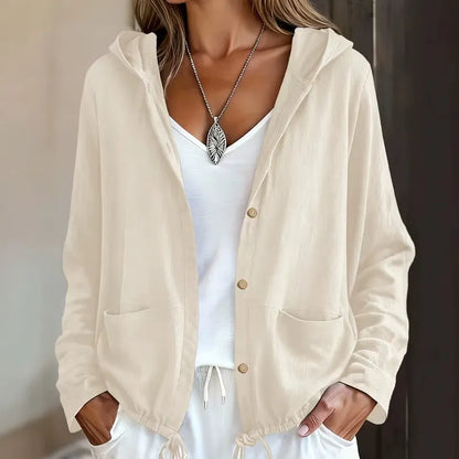 Ilaria | Relaxed Button Front Hooded Jacket