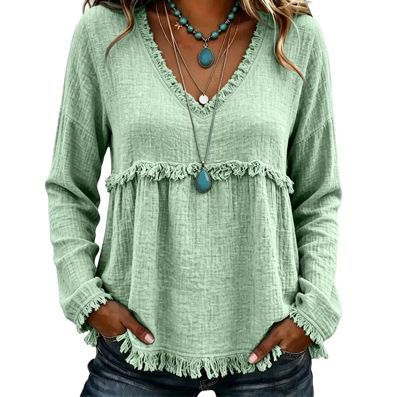 Catriona | Relaxed Tassel Trim Blouse