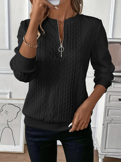 Ysabet | Cable Knit Half Zip Sweater