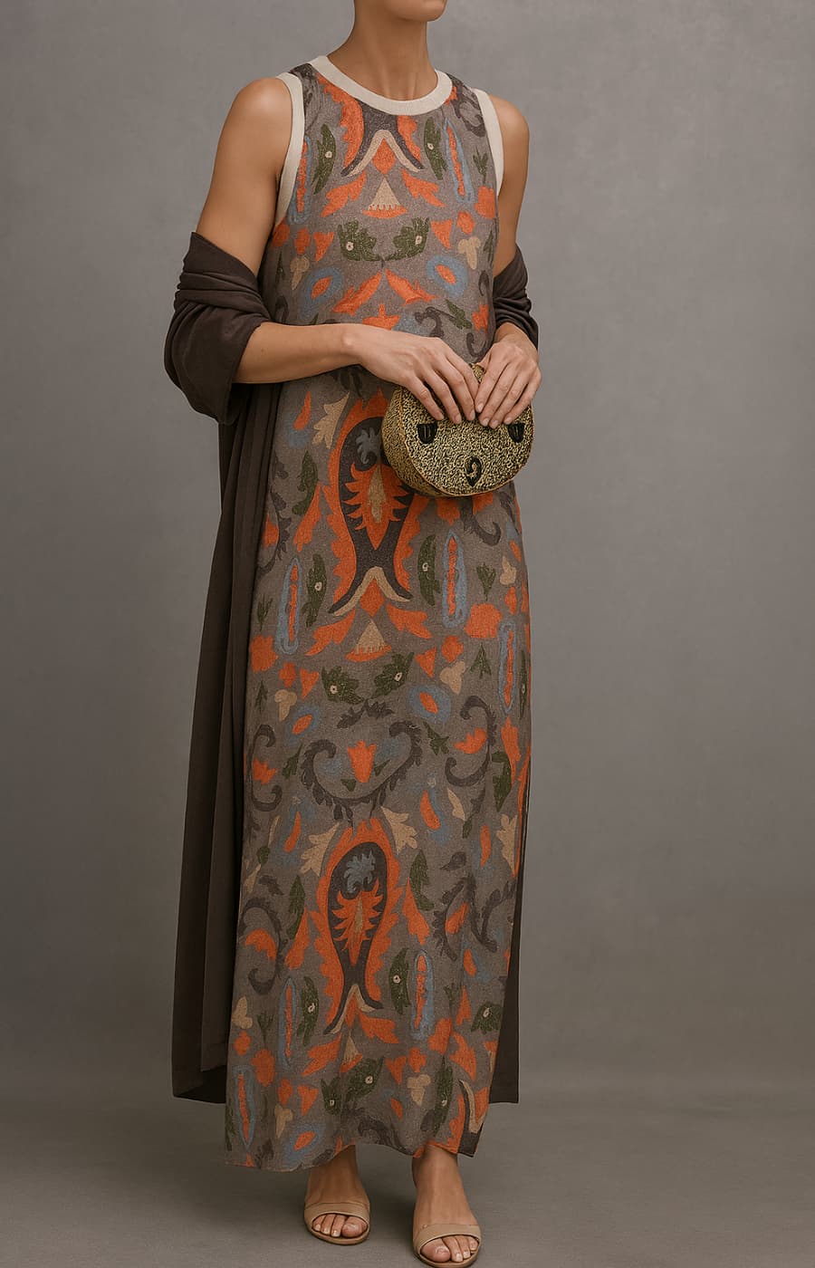 Ysolenne | Vintage Pattern Shift Maxi Dress