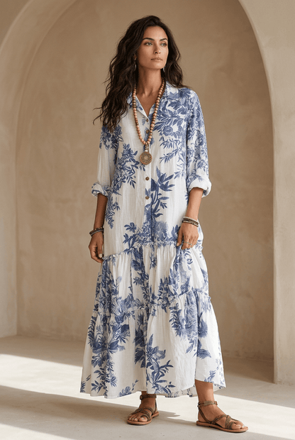 Alizée | Botanical Print Tiered Maxi Dress