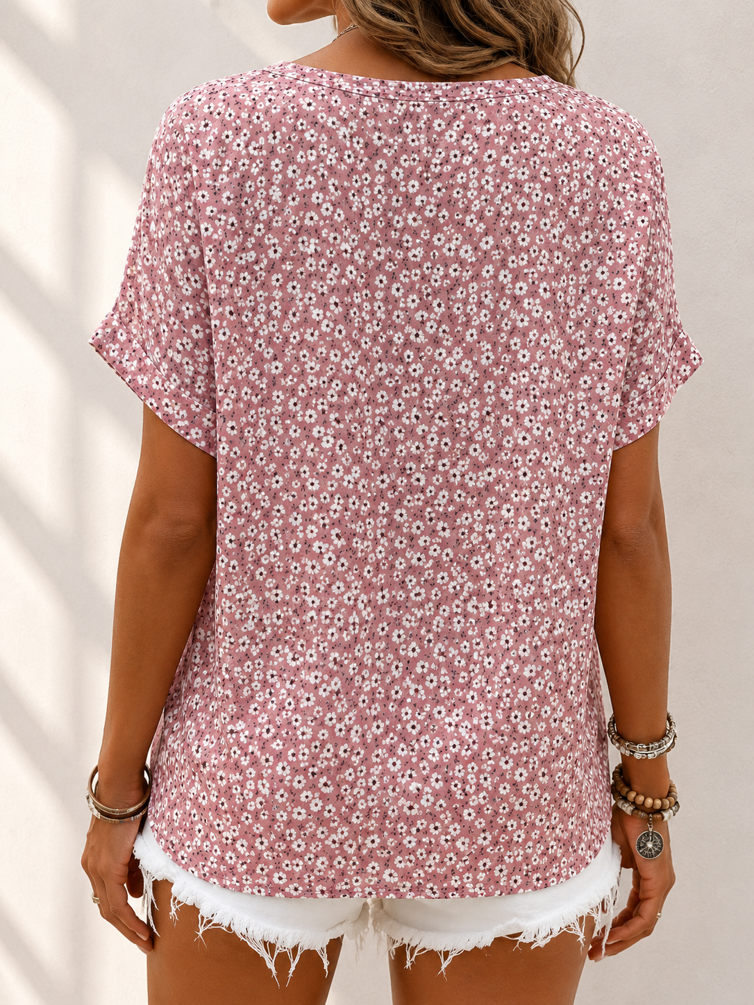 Lina | Floral Button Short Sleeve Blouse