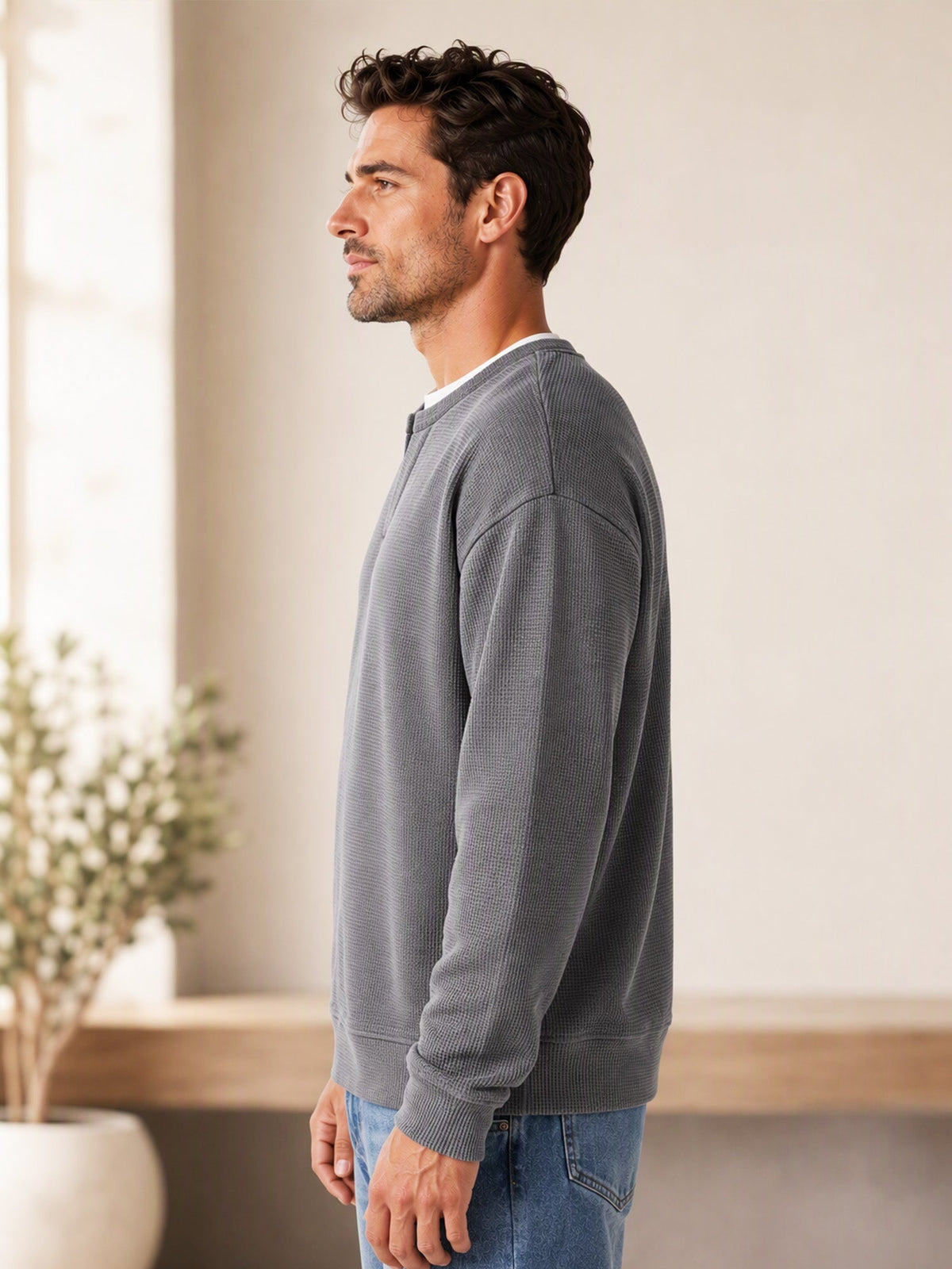 Theron | Textured Notch Neck Sweater