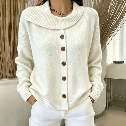 Ursella | Wide Collar Button Knit Cardigan